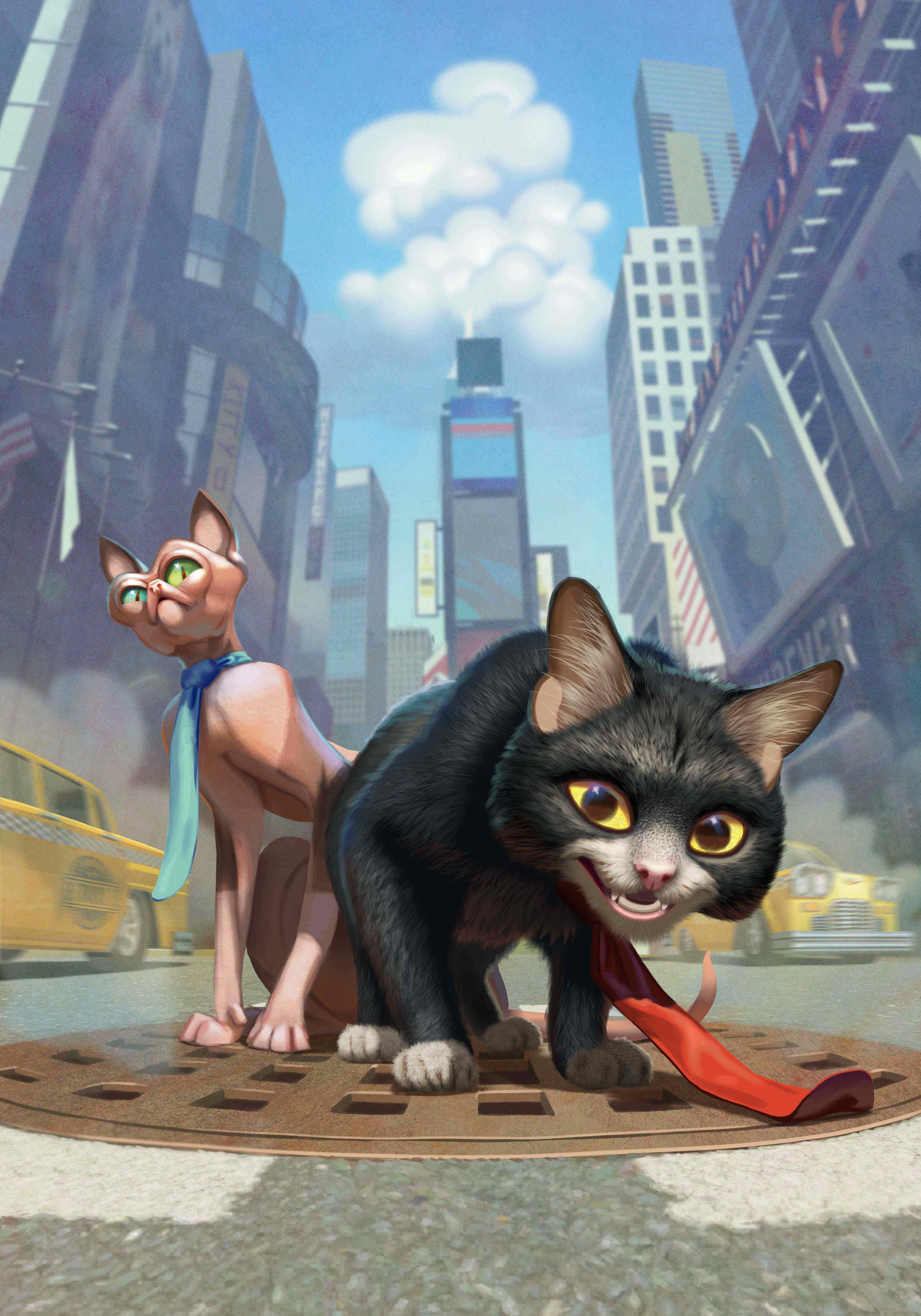Hues of Lou - Cats NYC - Illustration by Louella Hendriksen