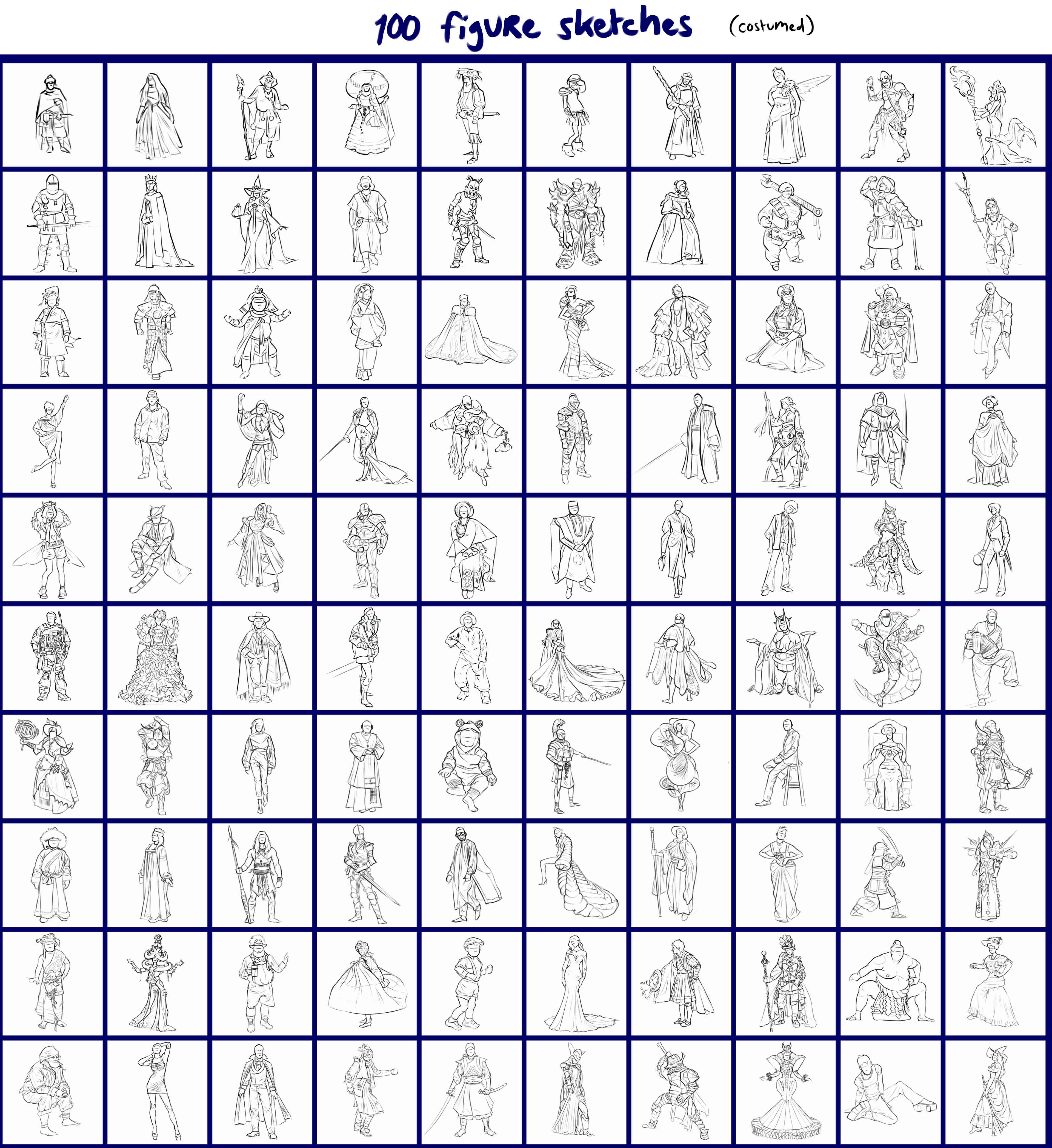Hues of Lou - 100 Figure sketches - Sketches by Louella Hendriksen