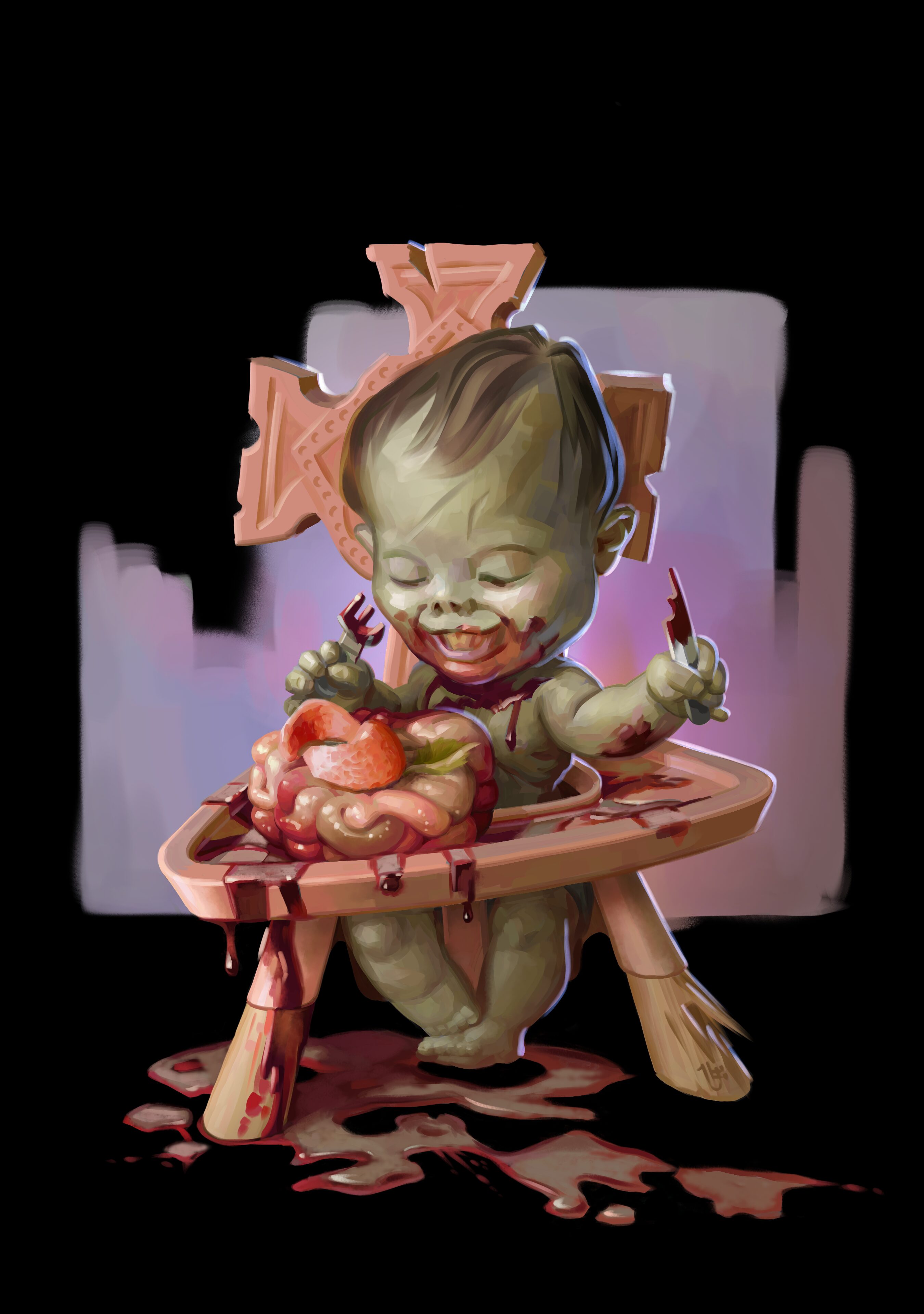Hues of Lou - Zombaby - T-shirt print by Louella Hendriksen